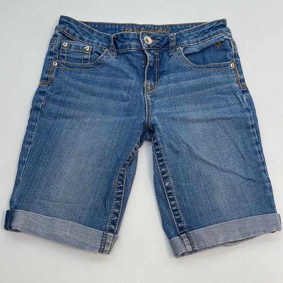 Justice Bottoms Justice Acid Washed Blue Denim Bermuda Shorts